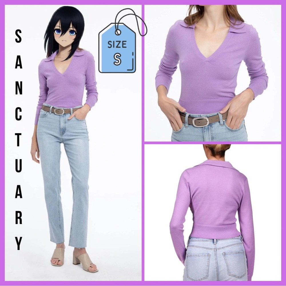 Size Small Sanctuary PETAL Kick Back Collar Crop Sweater